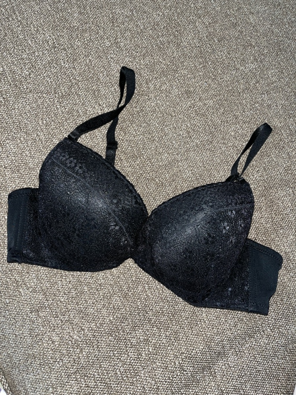 I Lumie Black Lace padded push up underwire Bra size 36C